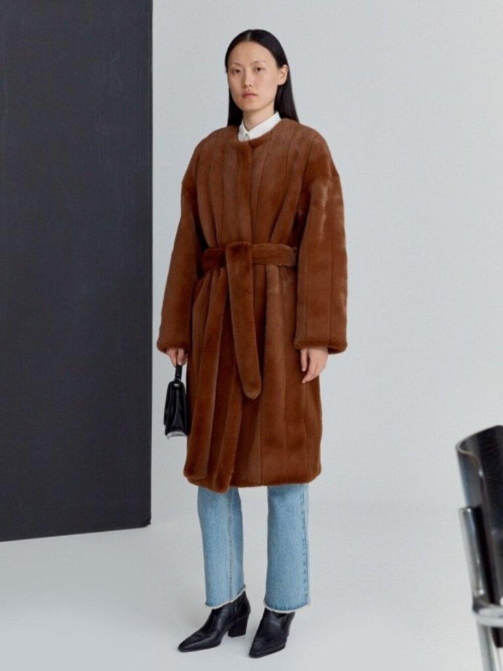 Recto Belted Faux-Fur Coat